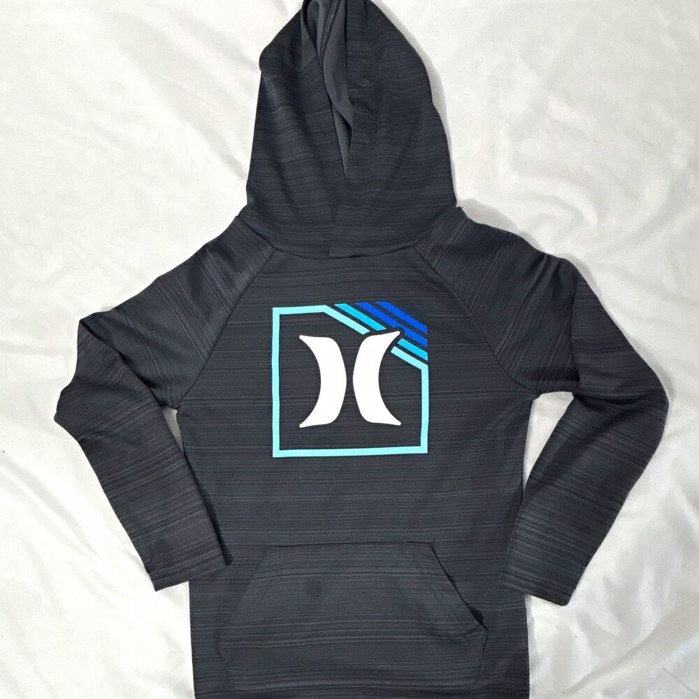 Hurley Unisex Kids S (7/8) Black Pullover Hoodie Logo Graphic Pocket